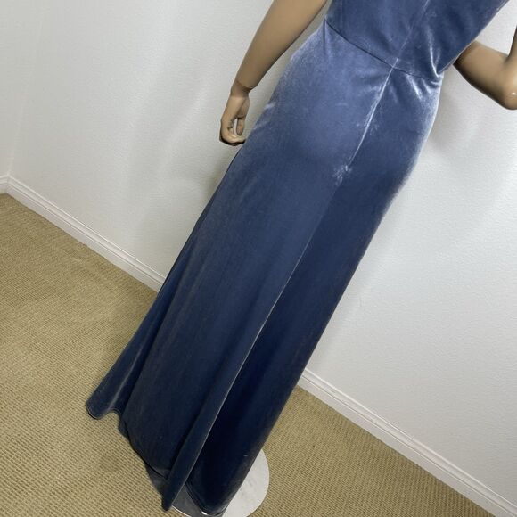 BHLDN Jenny Yoo Evening Dress Sz 10 Long Issa Blue Velvet Off Shoulder Gown $290 - Picture 13 of 16